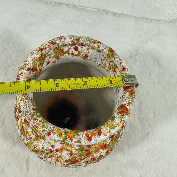 Vintage MCM Retro Art Pottery Bowl Vase Planter Confetti Signed rough texture - Picture 8 of 9